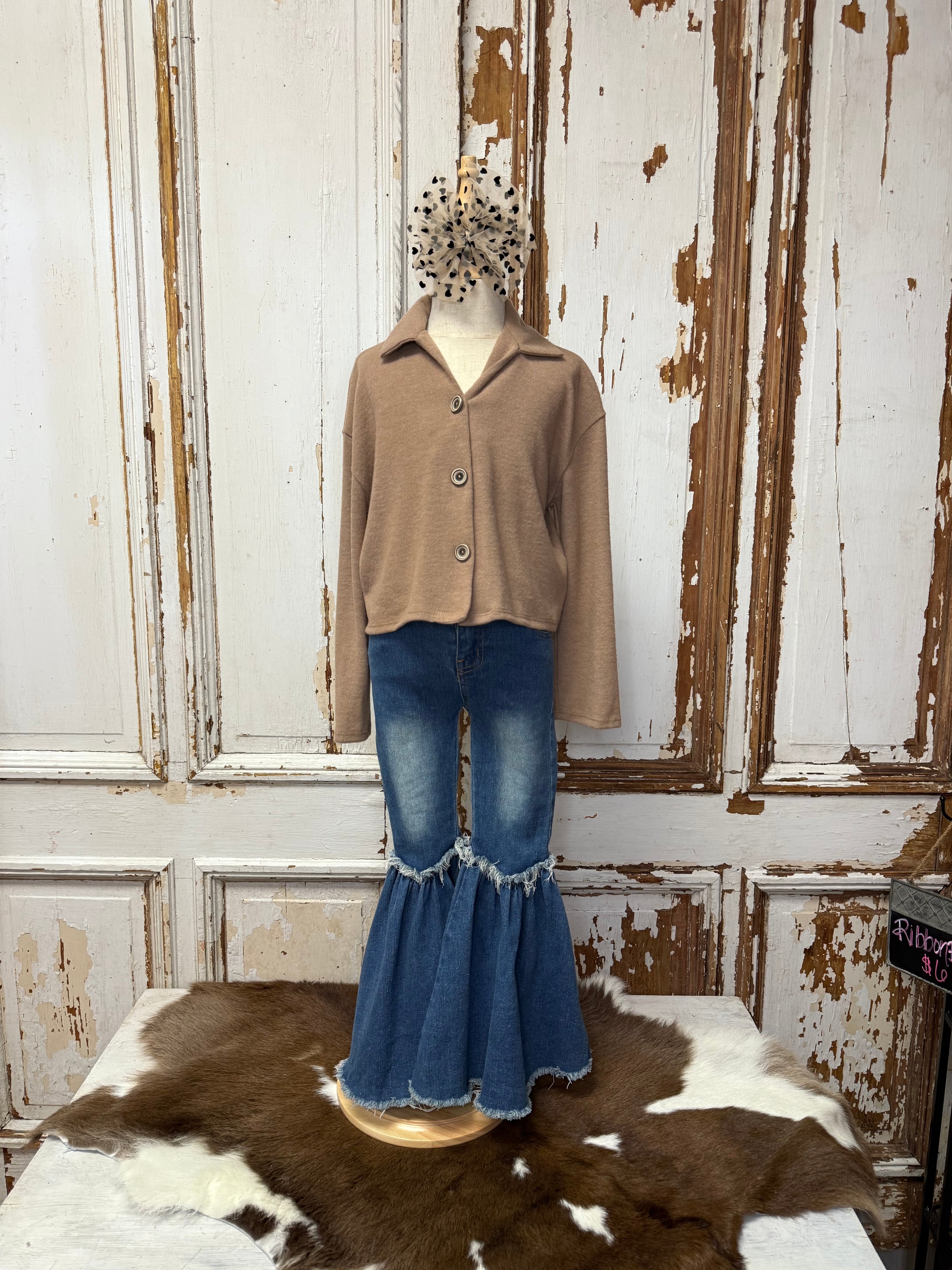 Girls Mocha Cozy Knit Cardigan