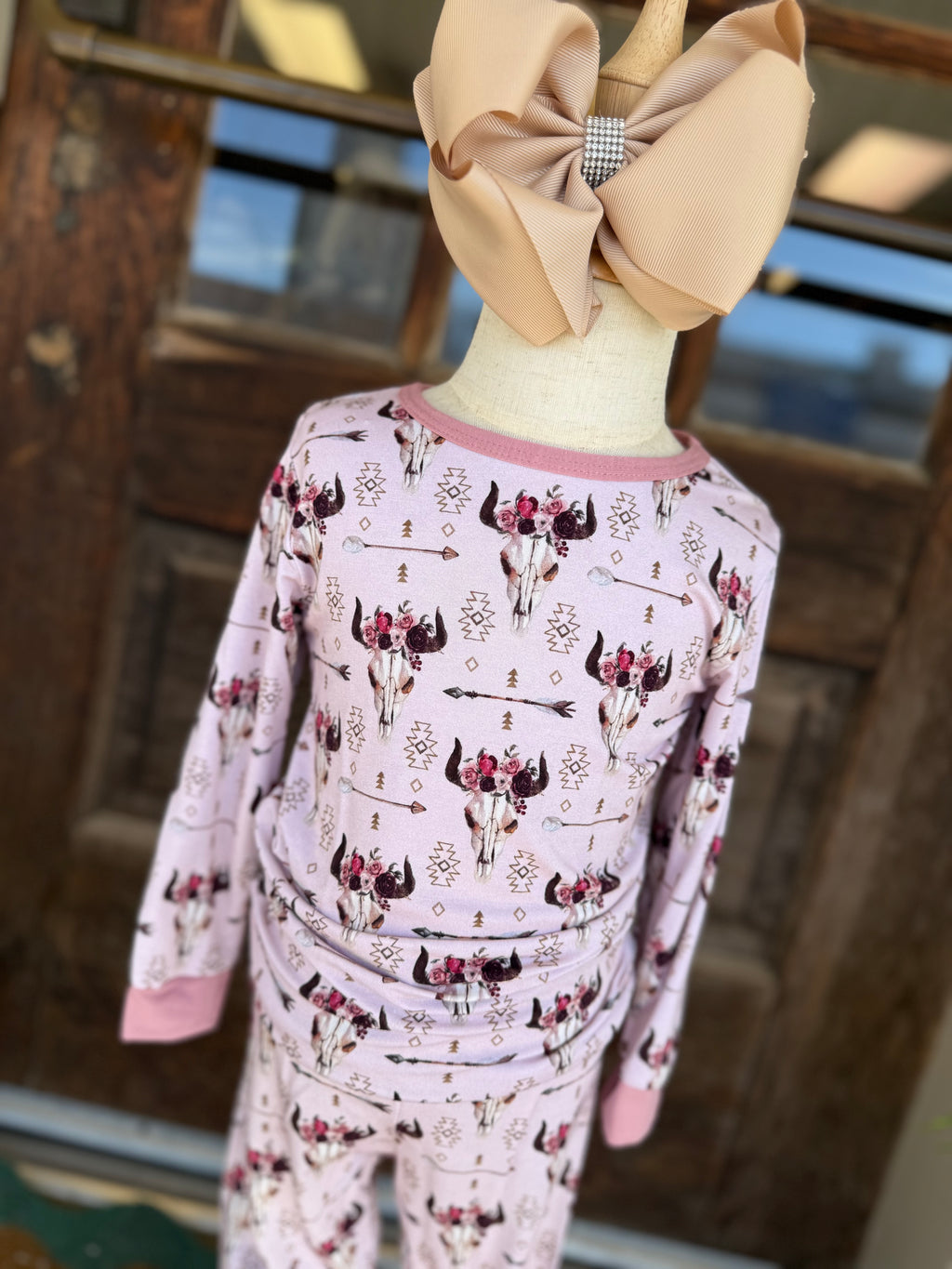 Bamboo 2 Piece - Pink Floral Cowskull