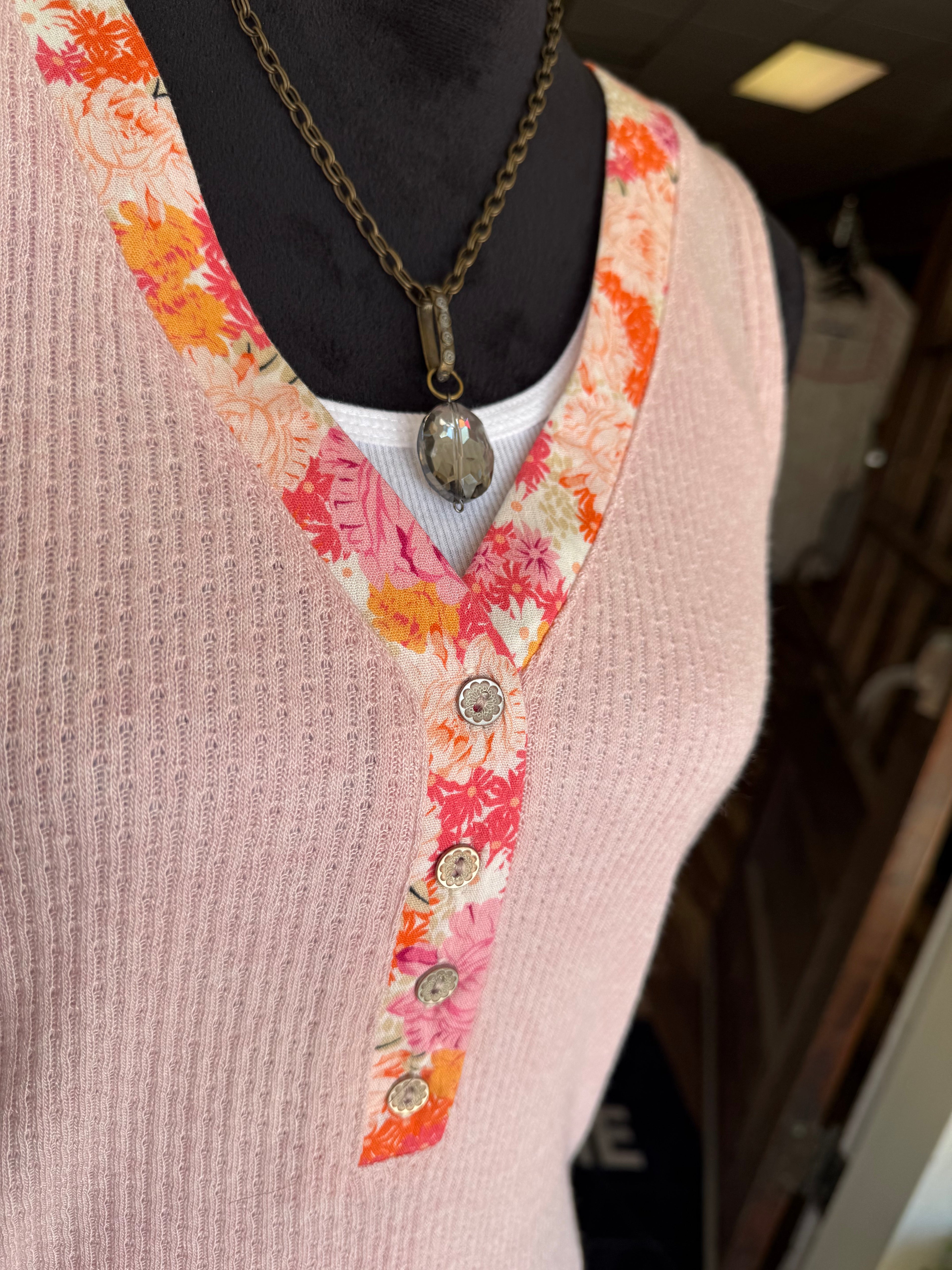 Sweet Rose Button Tank