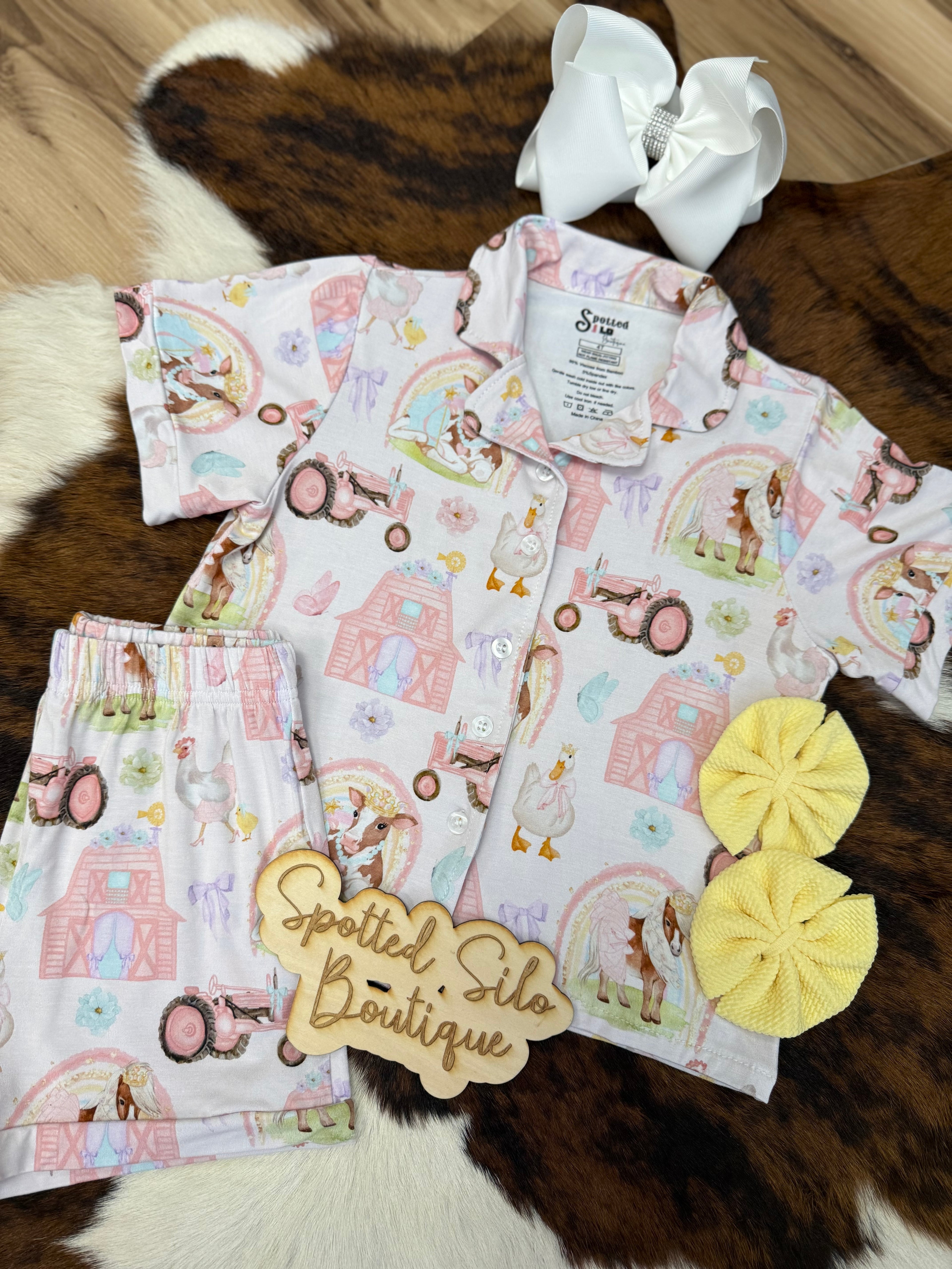 Royal Barnyard Bamboo Button-up Short Set