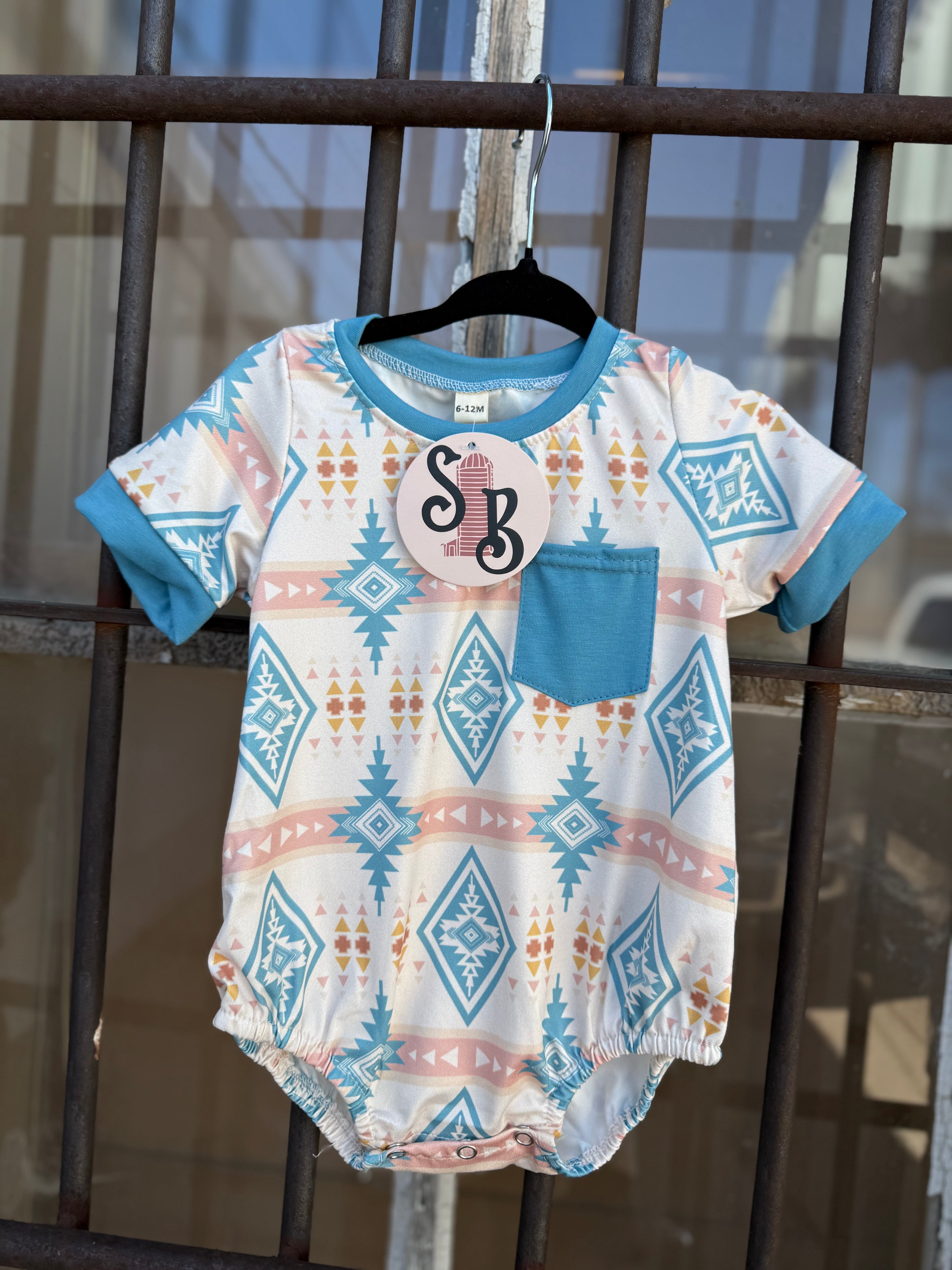 Teal Desert Cowboy Romper