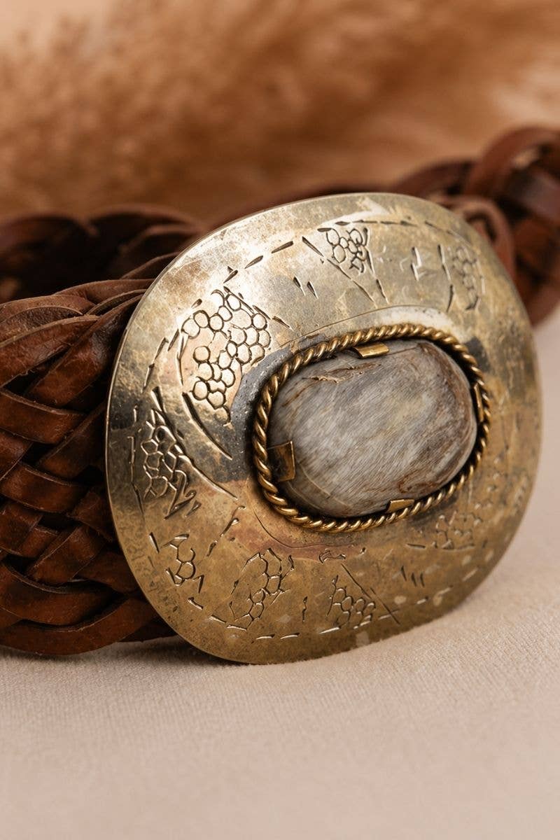 WIDE MERCURY BROWN LEATHER BELT