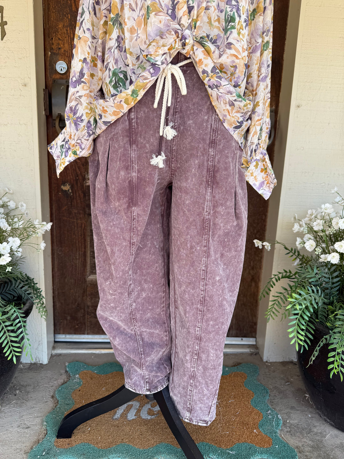 Plum Dust Barrel Pants