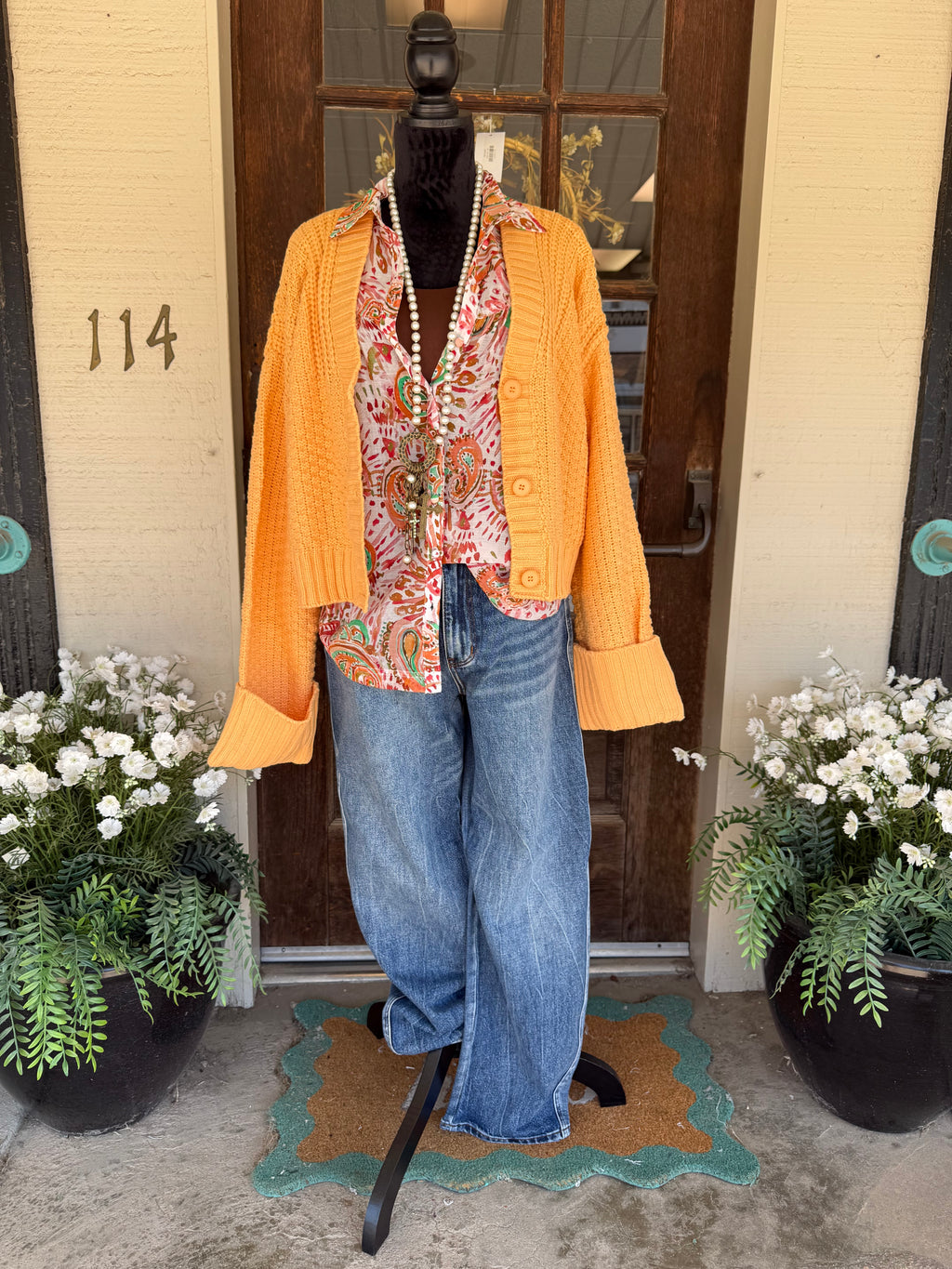 Tangerine Sunset Paisley Blouse