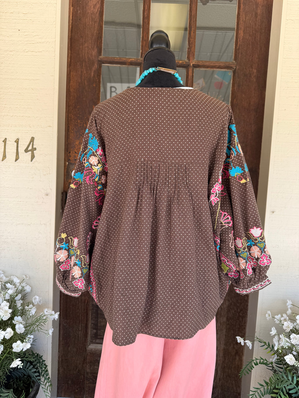 Mocha Dot Blouse
