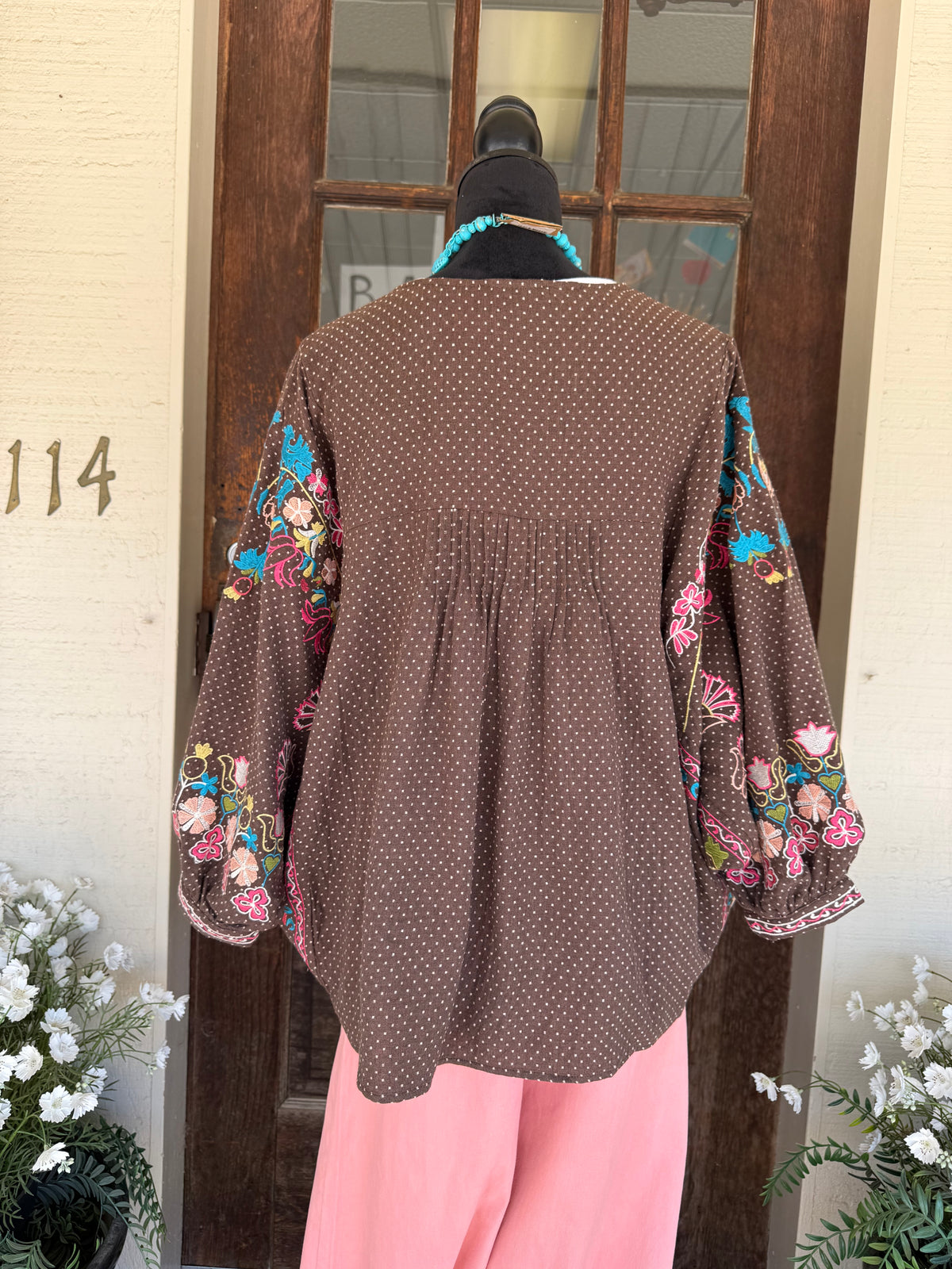 Mocha Dot Blouse