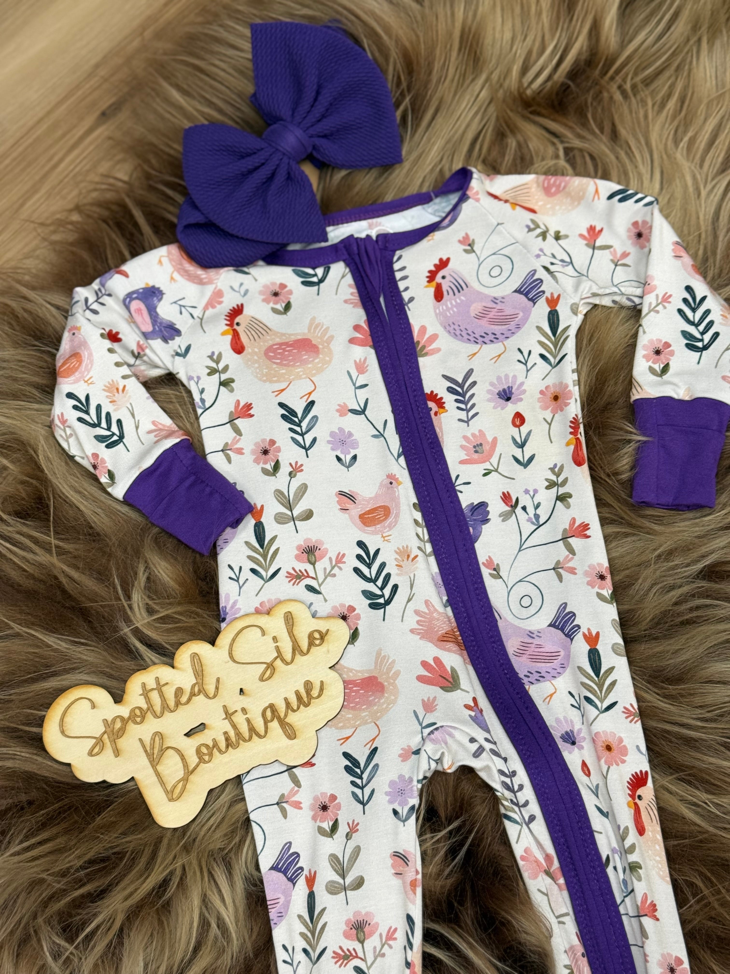 Plum Feather Floral Zippy