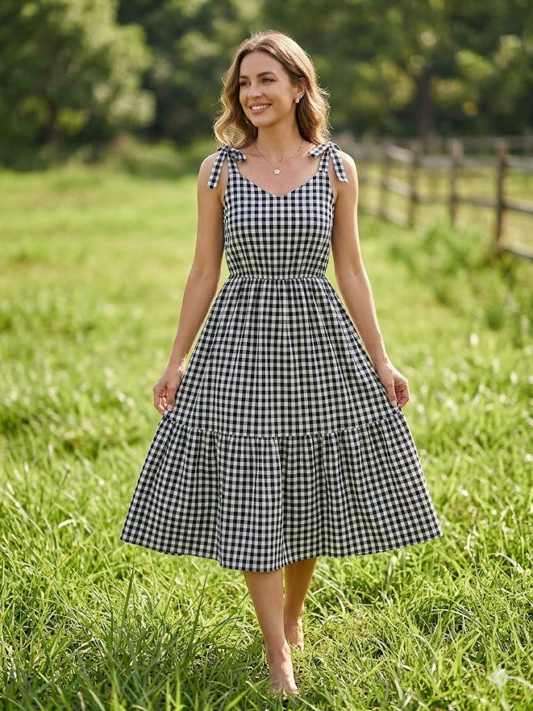 Porch Swing Gingham Smocked Dress