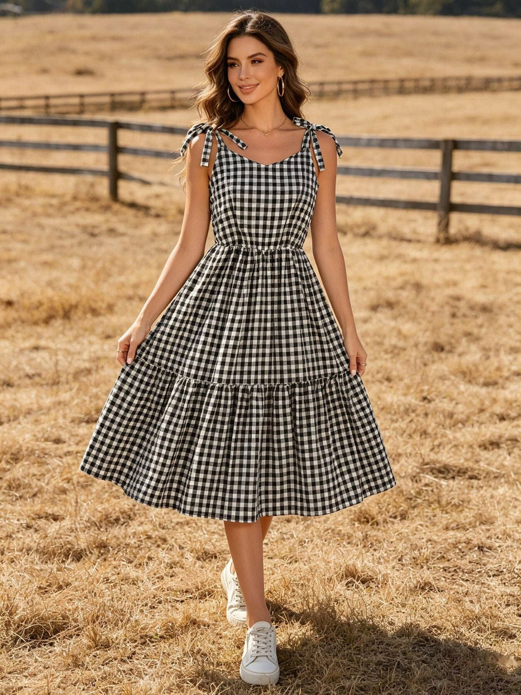 Porch Swing Gingham Smocked Dress