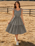 Porch Swing Gingham Smocked Dress