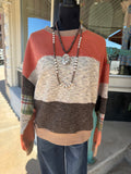 Autumn Roads Color Block Pullover