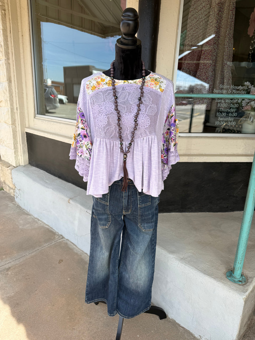Lavender Bloom Ribbed Top