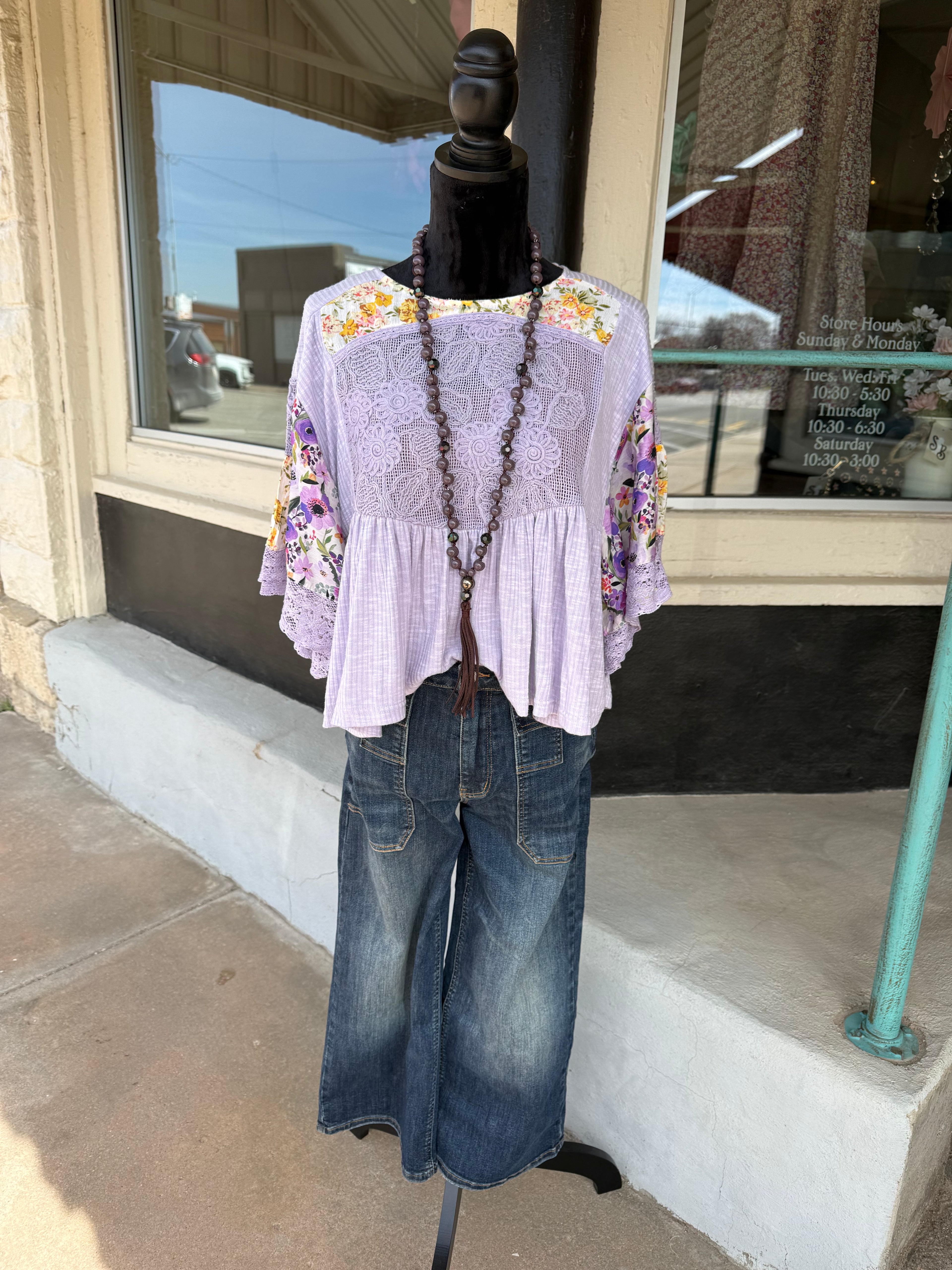 Lavender Bloom Ribbed Top