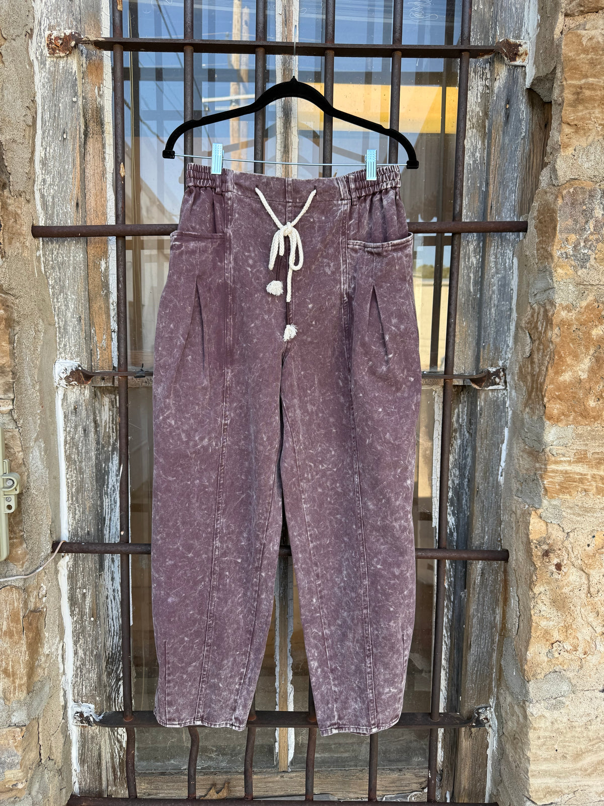 Plum Dust Barrel Pants