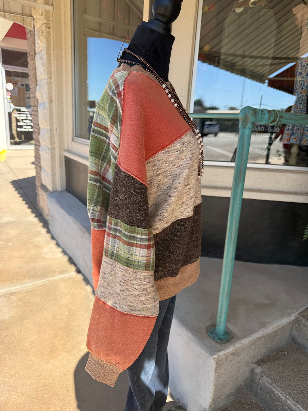 Autumn Roads Color Block Pullover