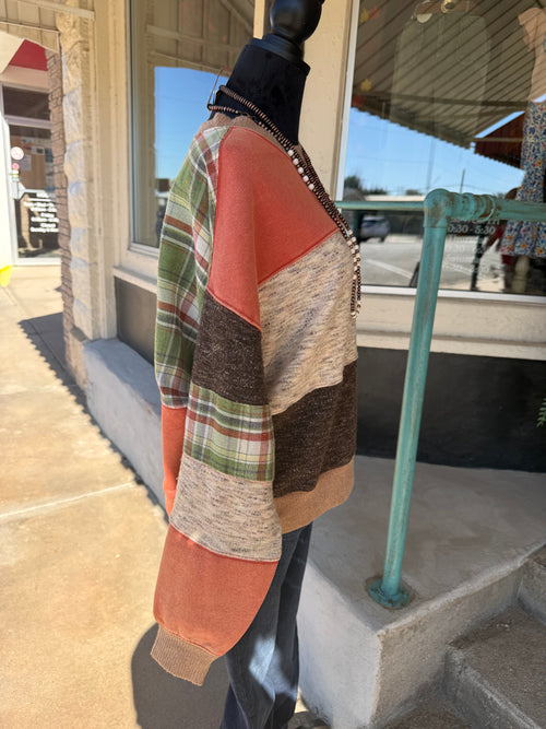Autumn Roads Color Block Pullover