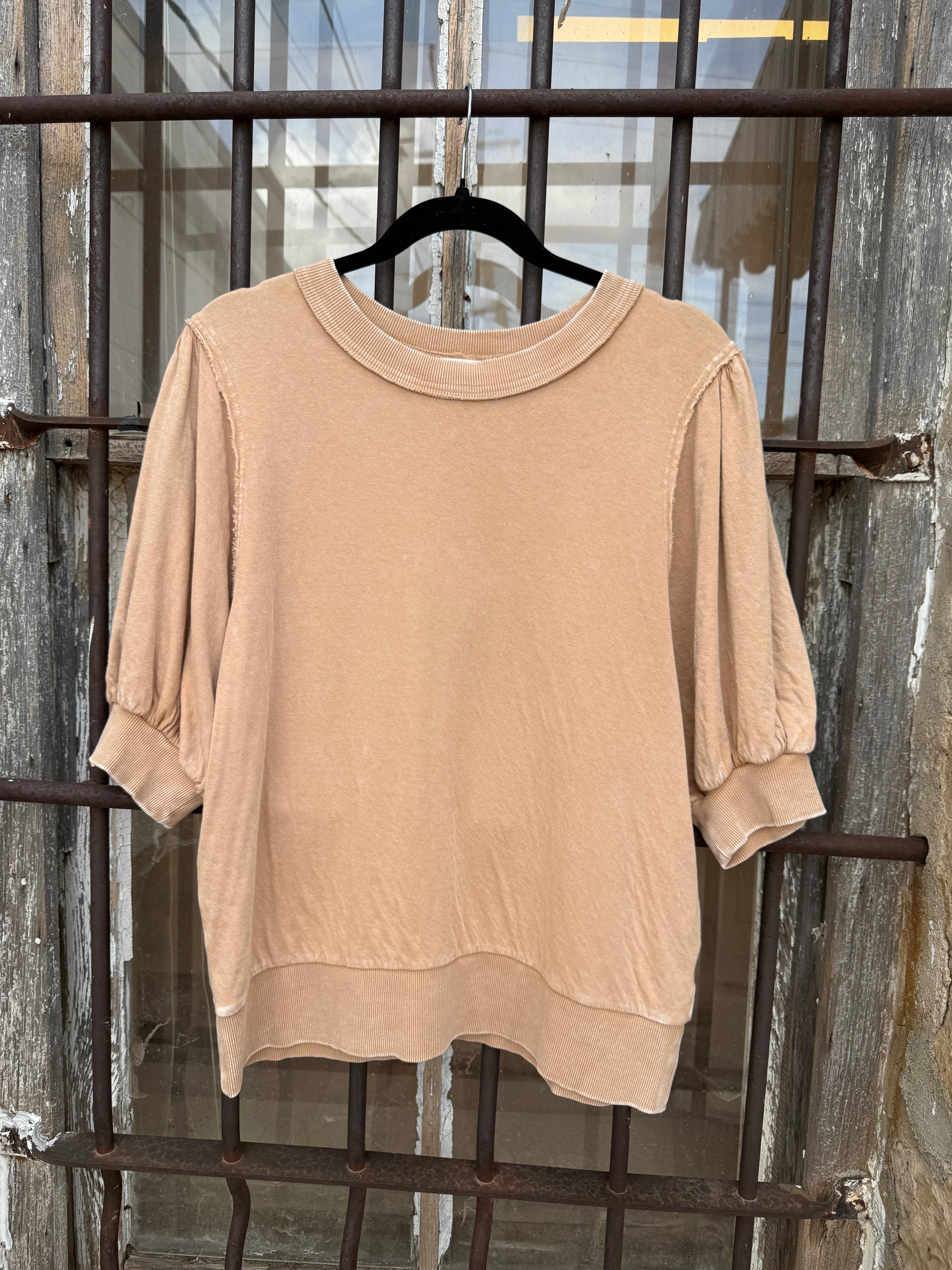 Almond Bubble Sleeve Top