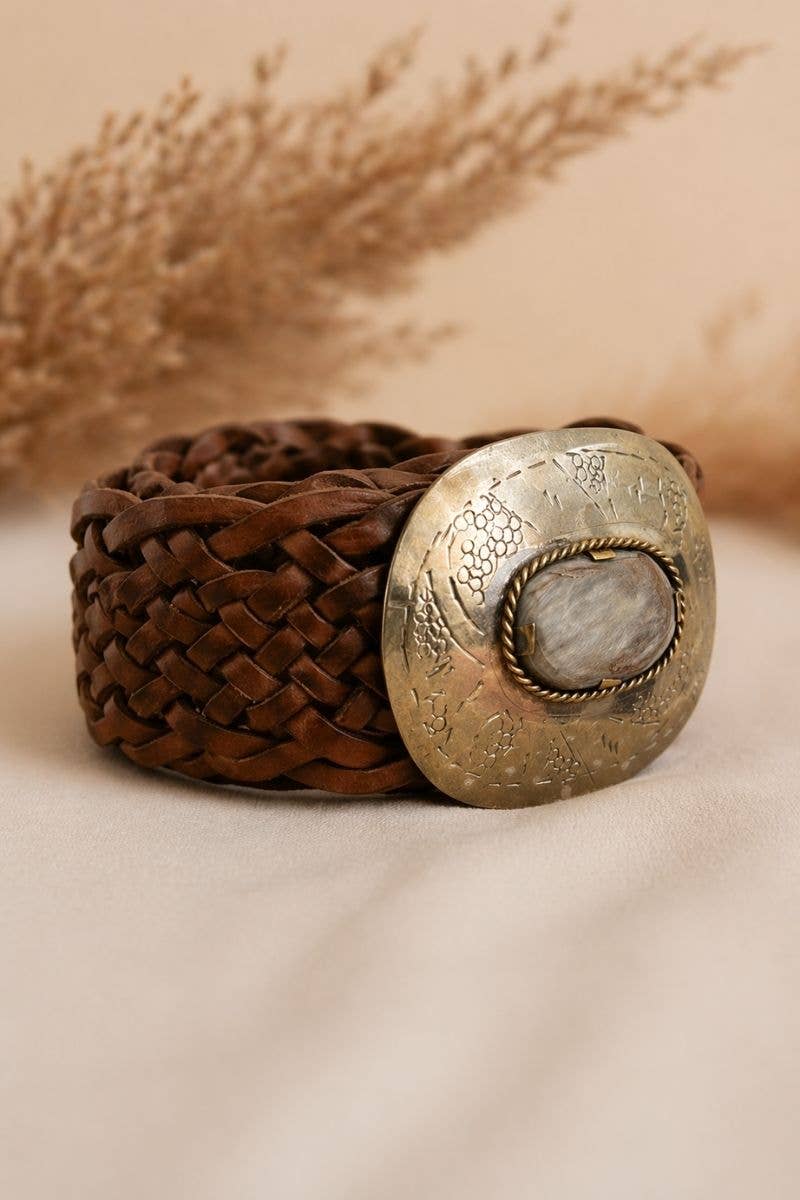 WIDE MERCURY BROWN LEATHER BELT