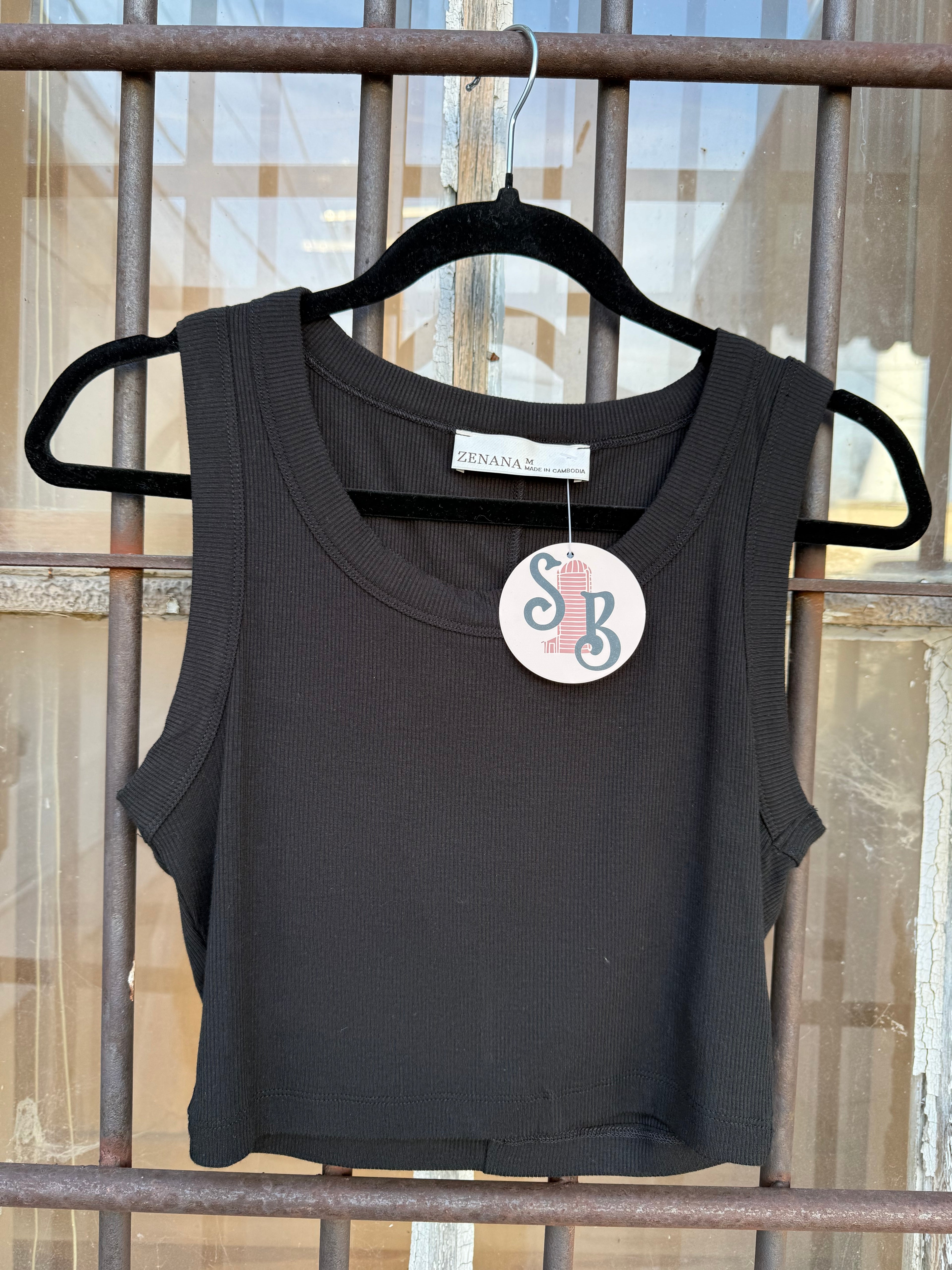 Ribbed Scooped Neck Crop Tank (choose your color)