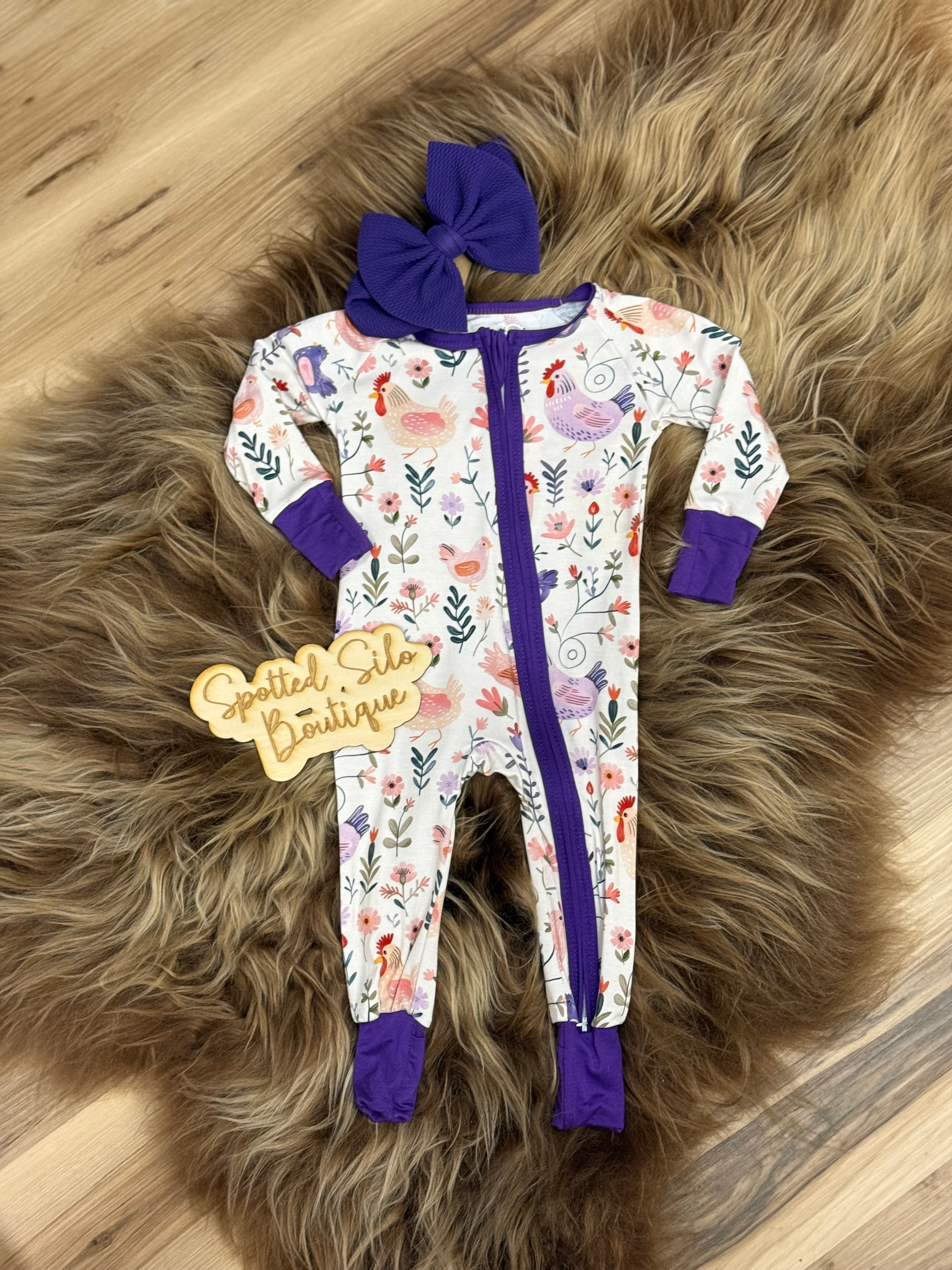 Plum Feather Floral Zippy