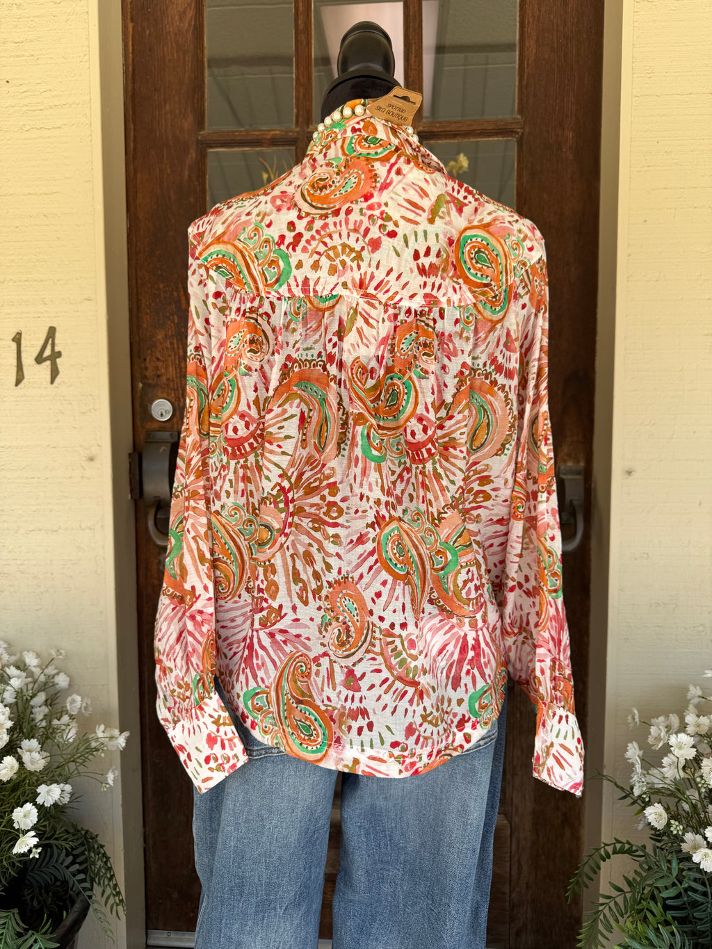 Tangerine Sunset Paisley Blouse