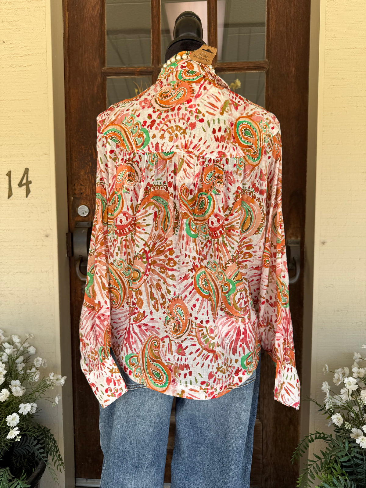 Tangerine Sunset Paisley Blouse