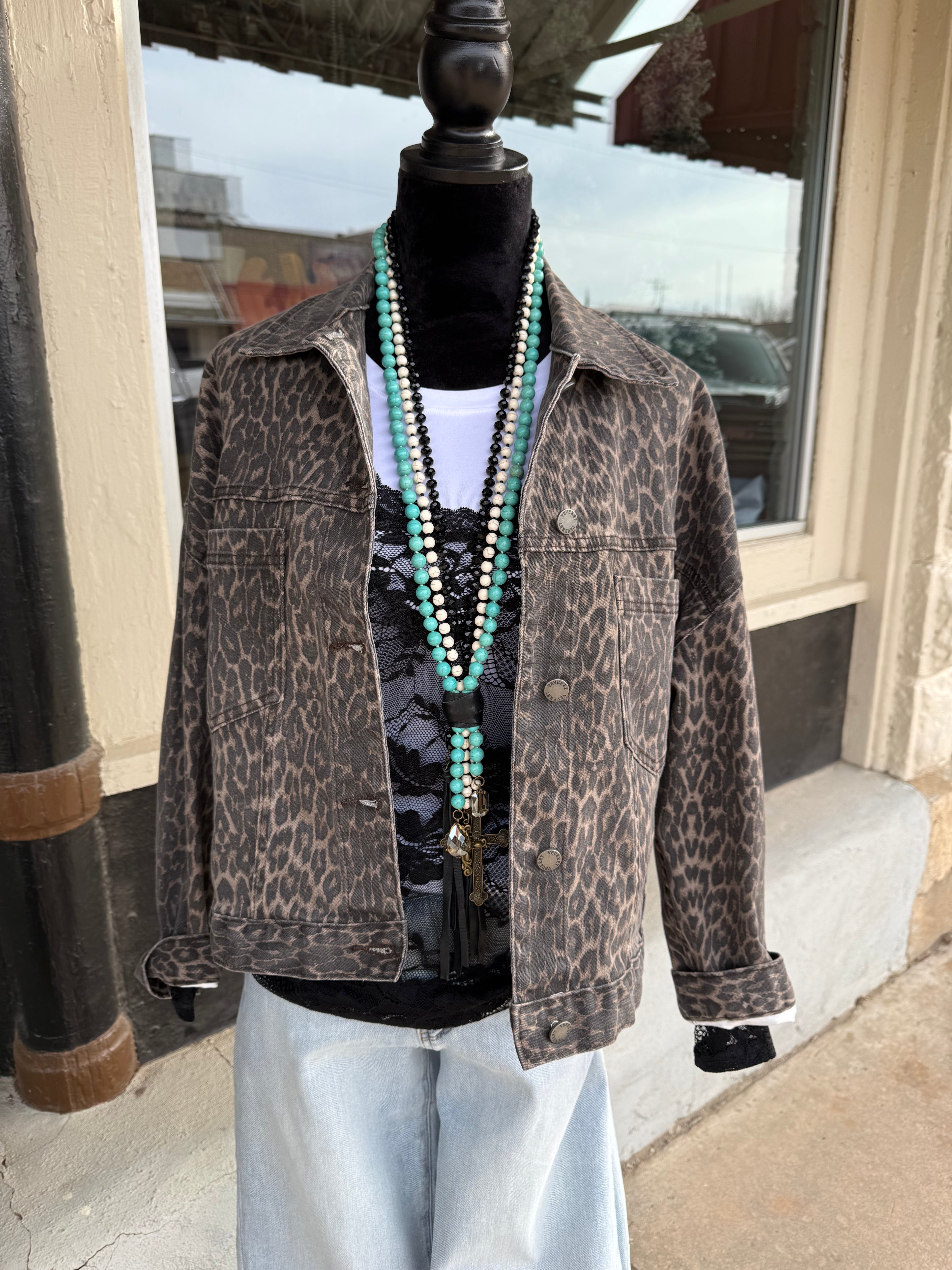 Leopard Denim Jacket
