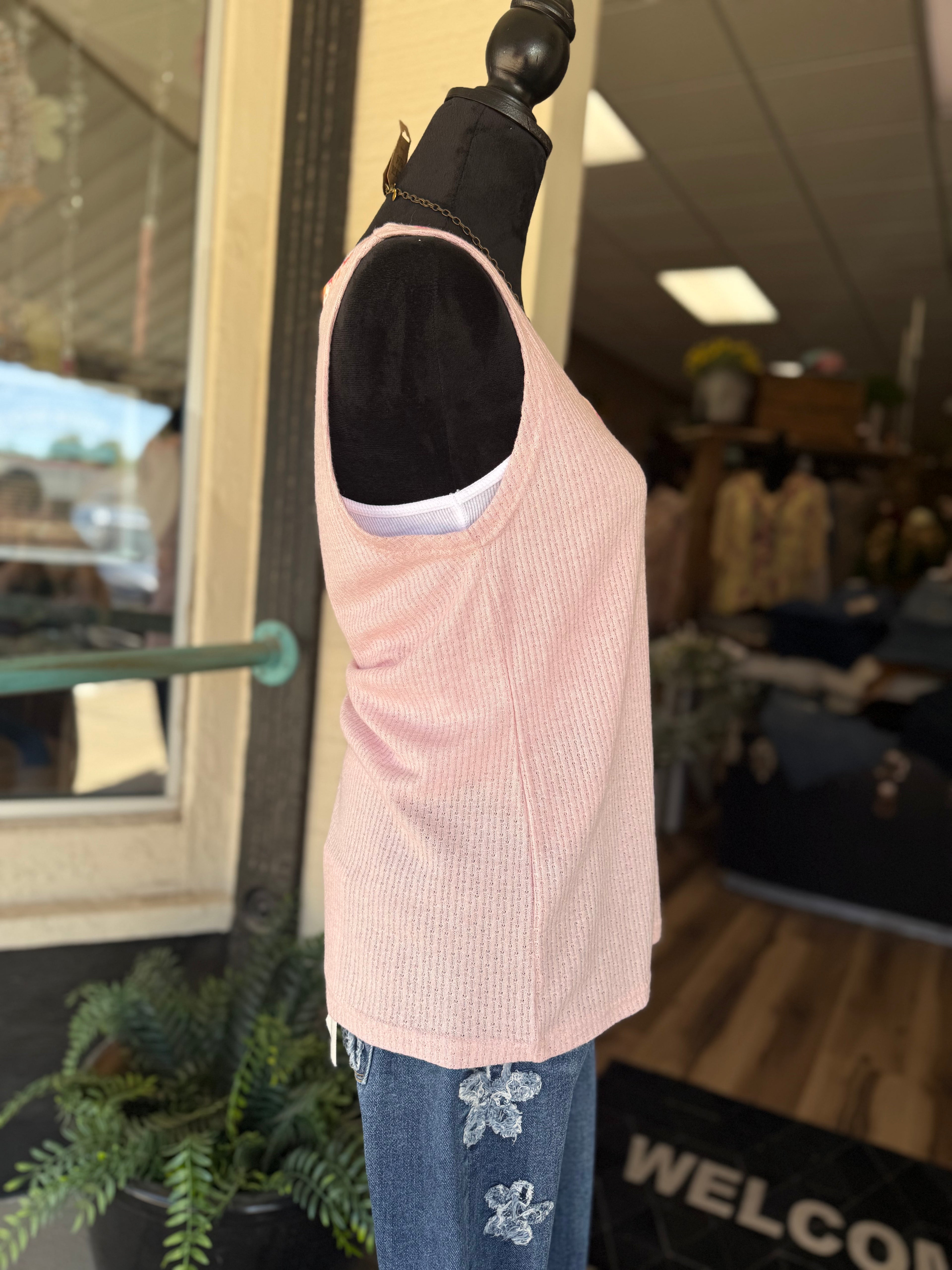 Sweet Rose Button Tank