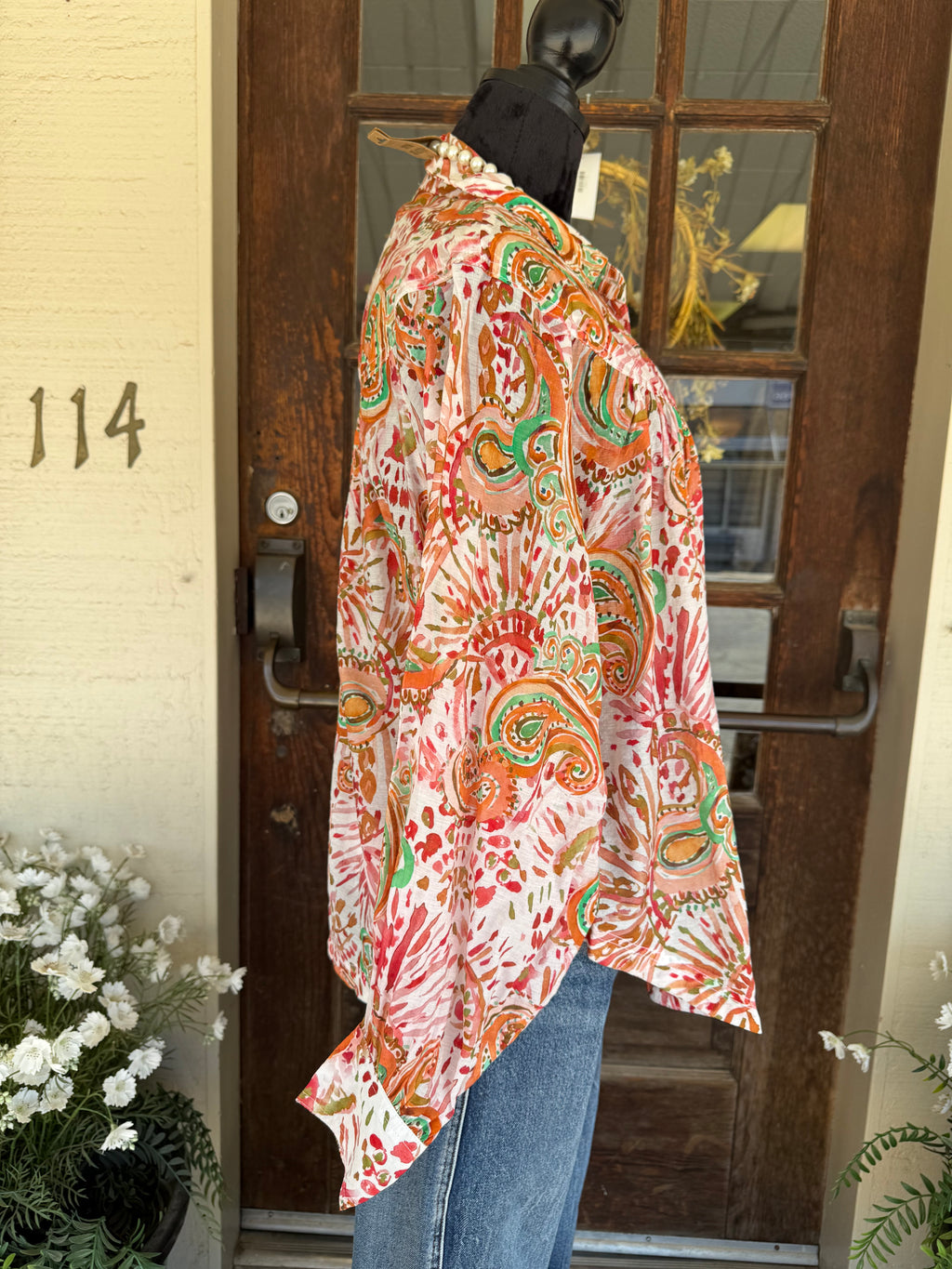 Tangerine Sunset Paisley Blouse