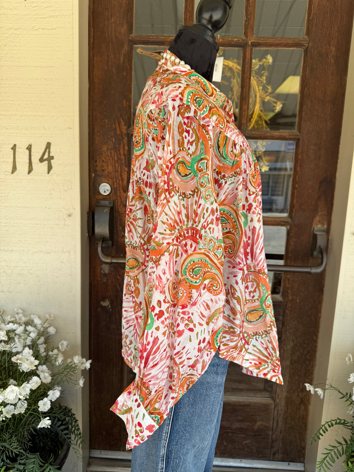 Tangerine Sunset Paisley Blouse