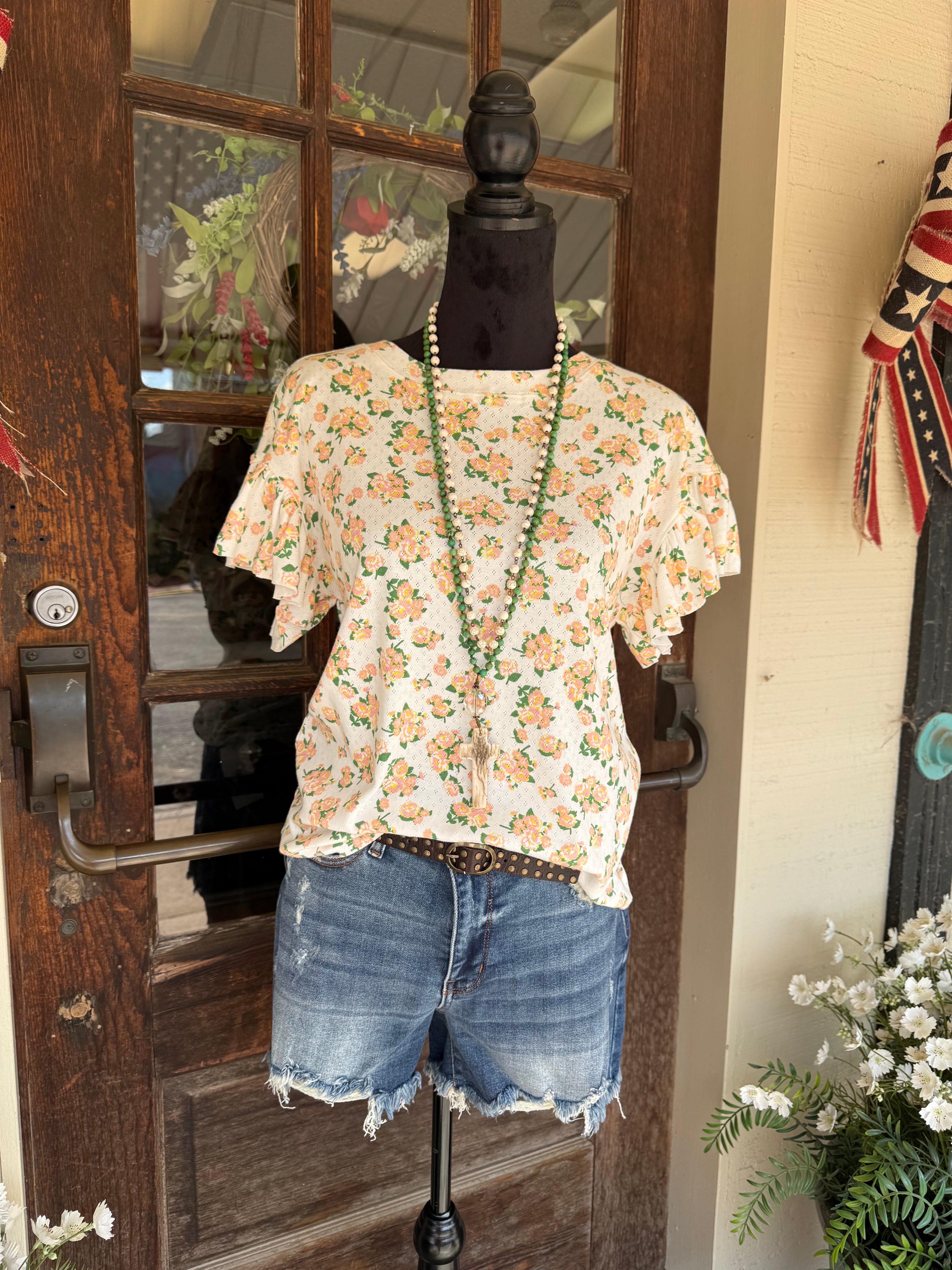 Peach Blossom Flutter Top