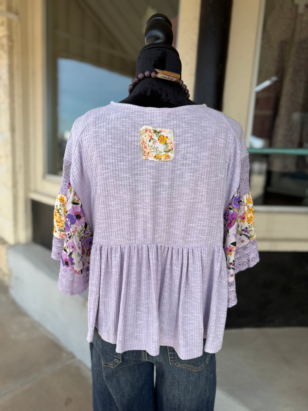 Lavender Bloom Ribbed Top