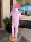 Bamboo PJ - Pink Checkerboard
