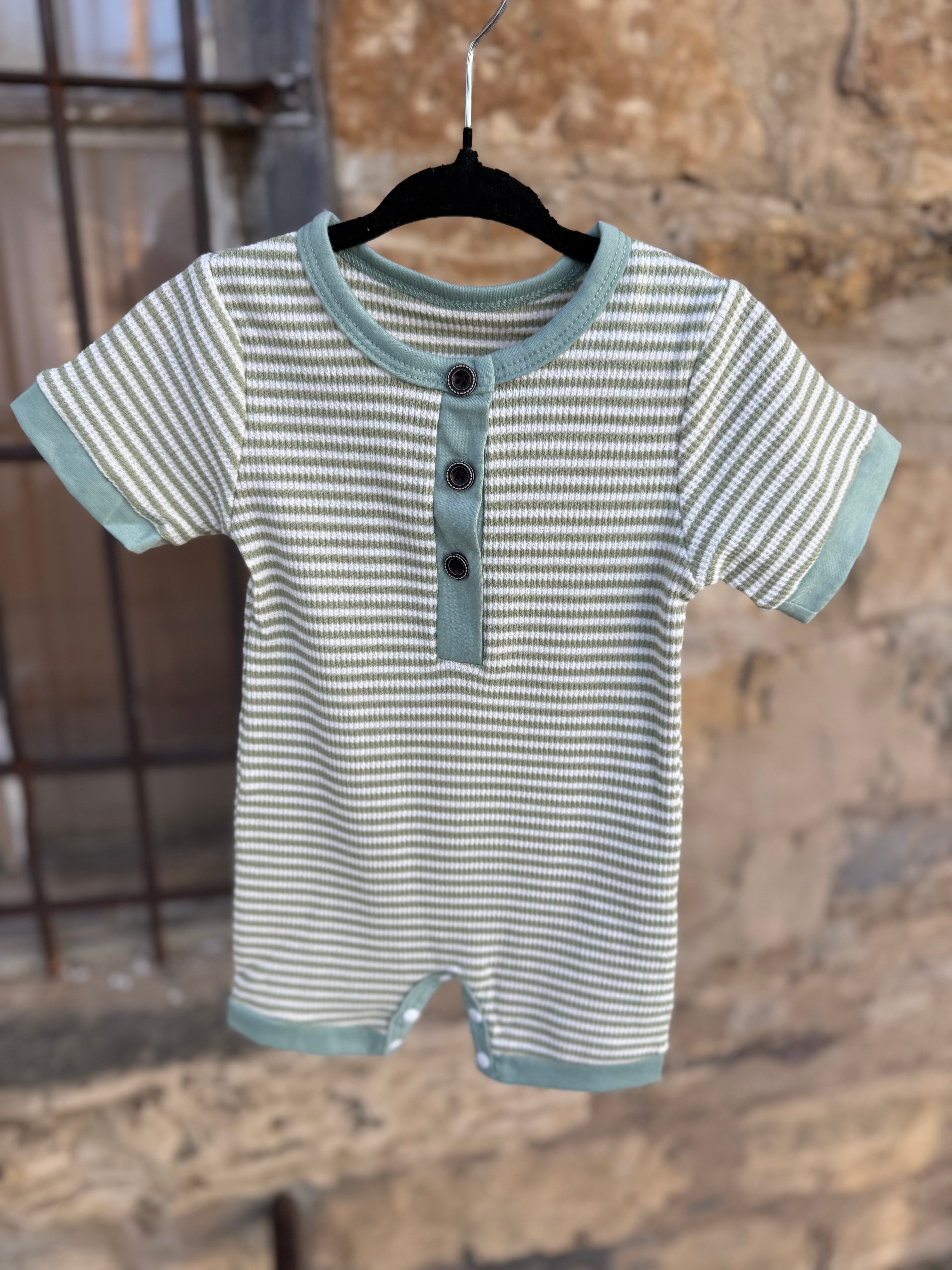 Green Cayson Stripe Romper