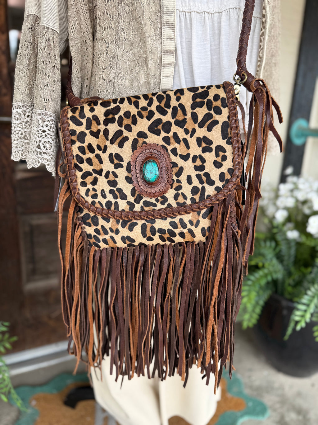 Cheetah fringe Crossbody ￼