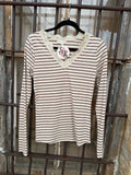 The Latte Stripe Lace Top