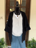Black Cuffed Pocket Open Sweater