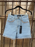 Saddle Stitch Denim Shorts