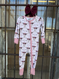 Bamboo Zippy - Pink Floral Cowskull