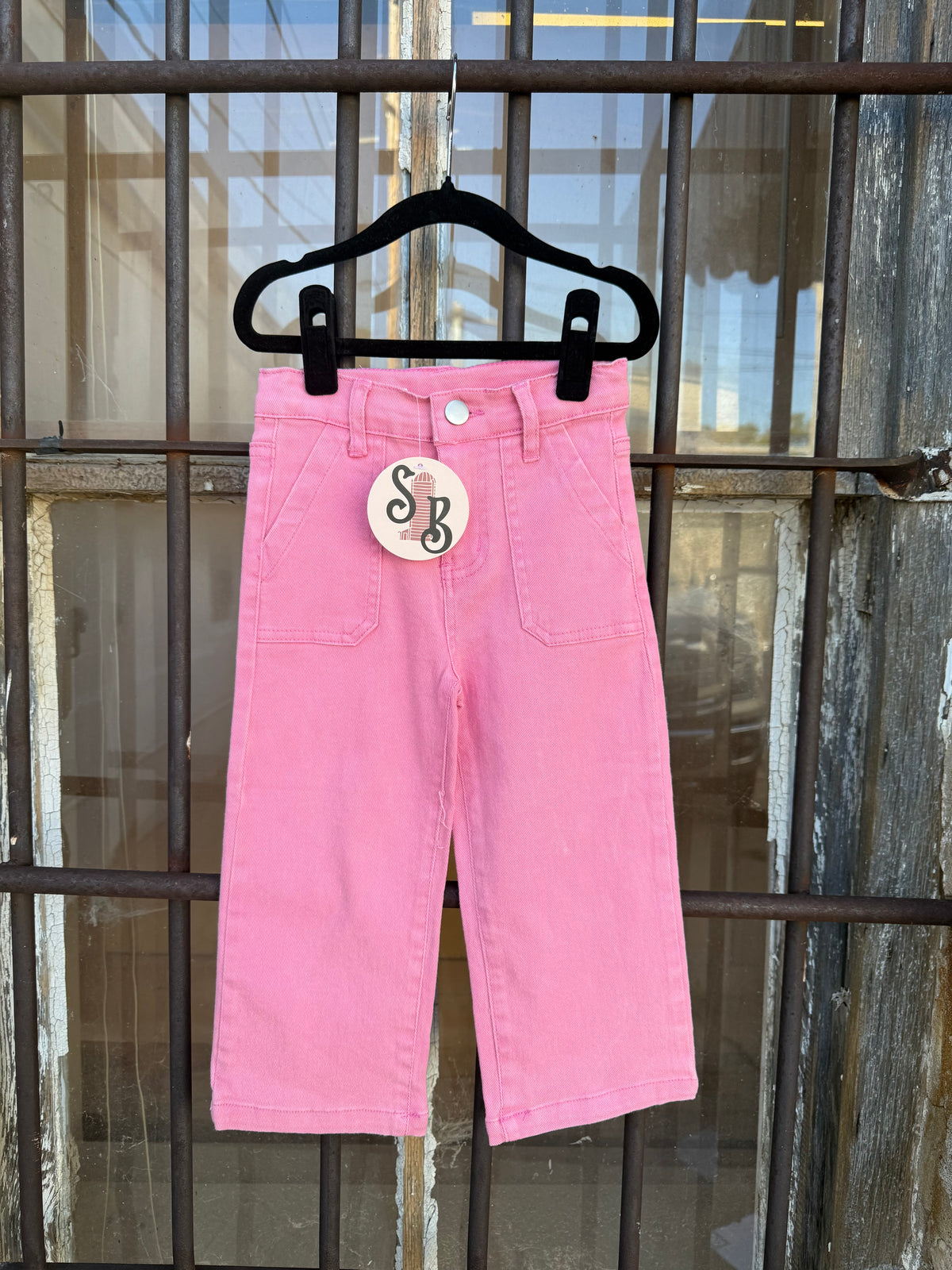Girls Pink Wide Leg Jean