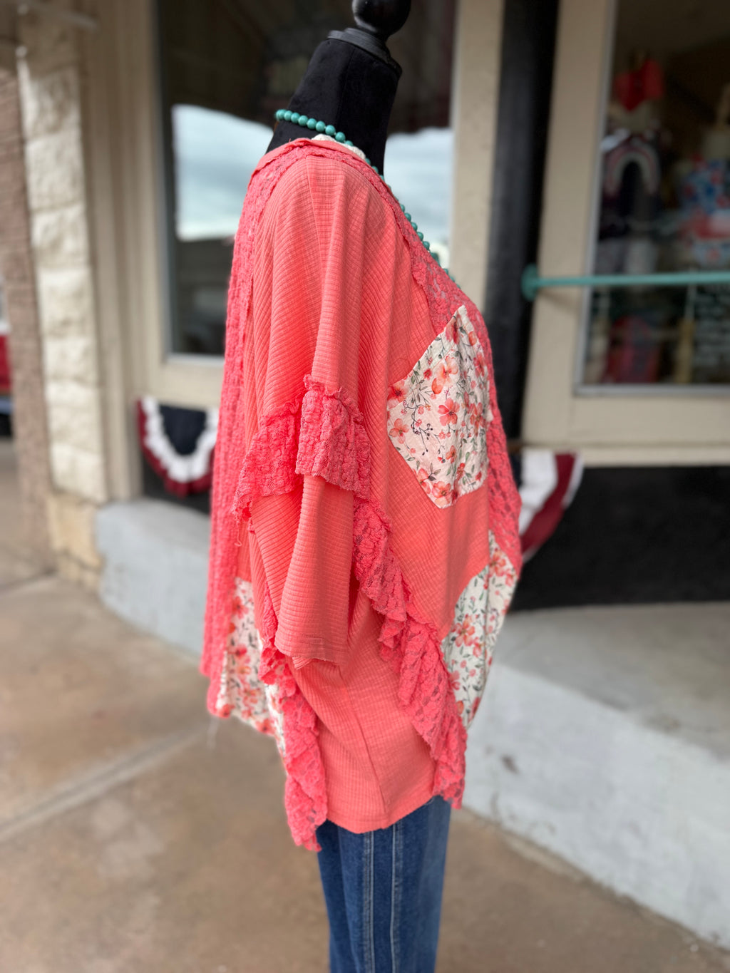 Coral Bloom Patchwork Top