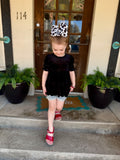 Girls Black Velvet Peplum Top