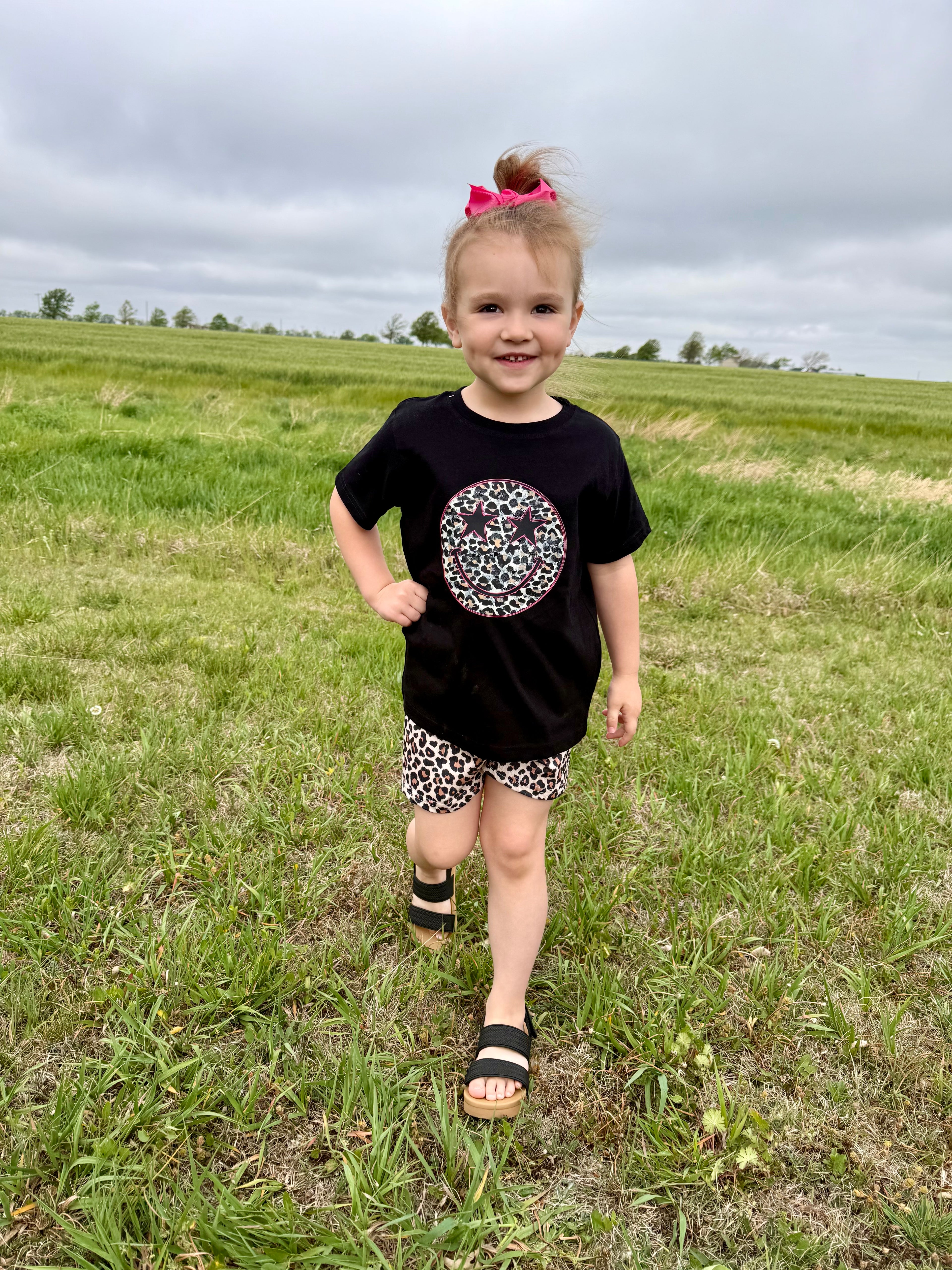 Pink Pop Cheetah Smiley Tee