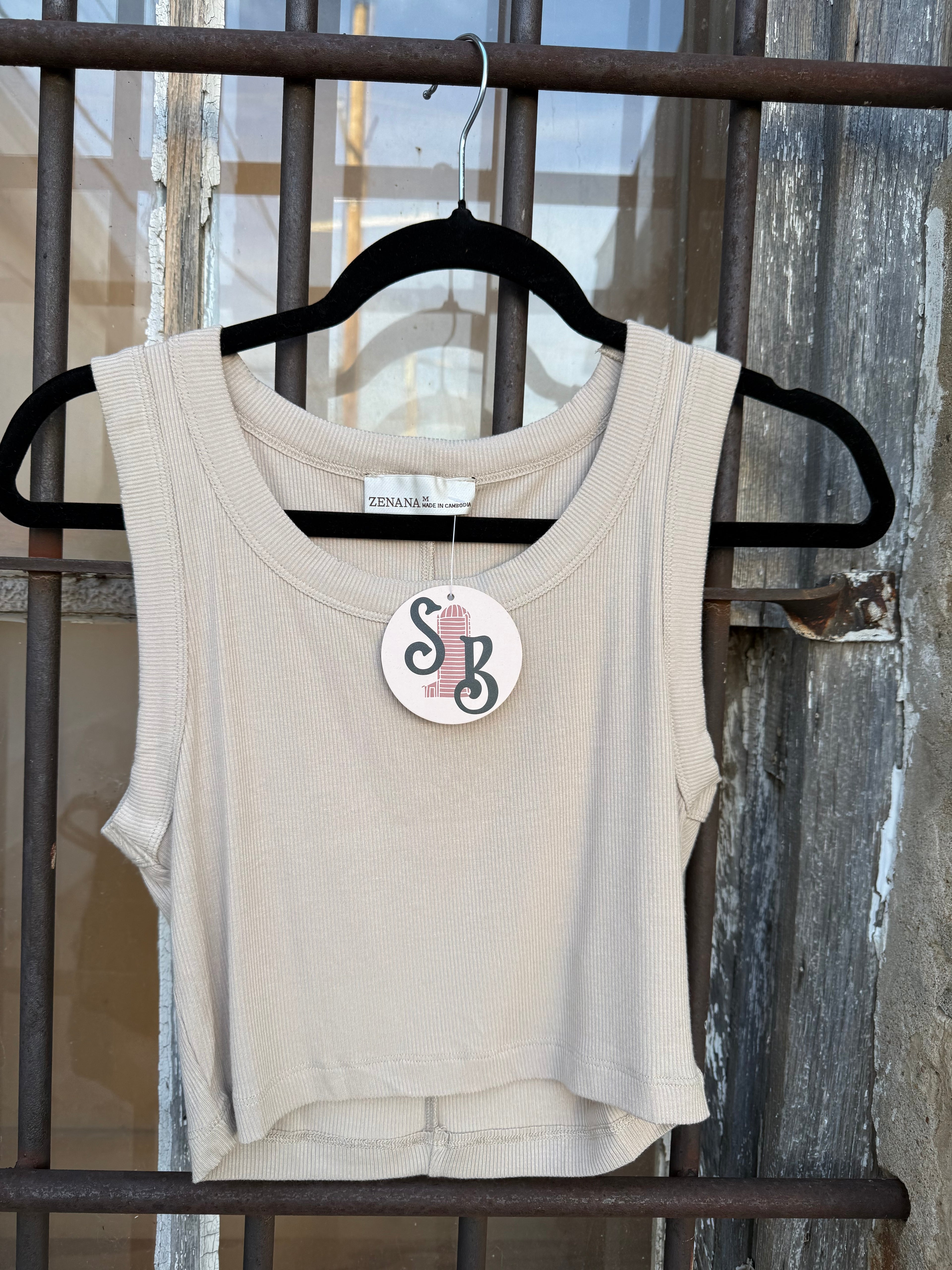 Ribbed Scooped Neck Crop Tank (choose your color)