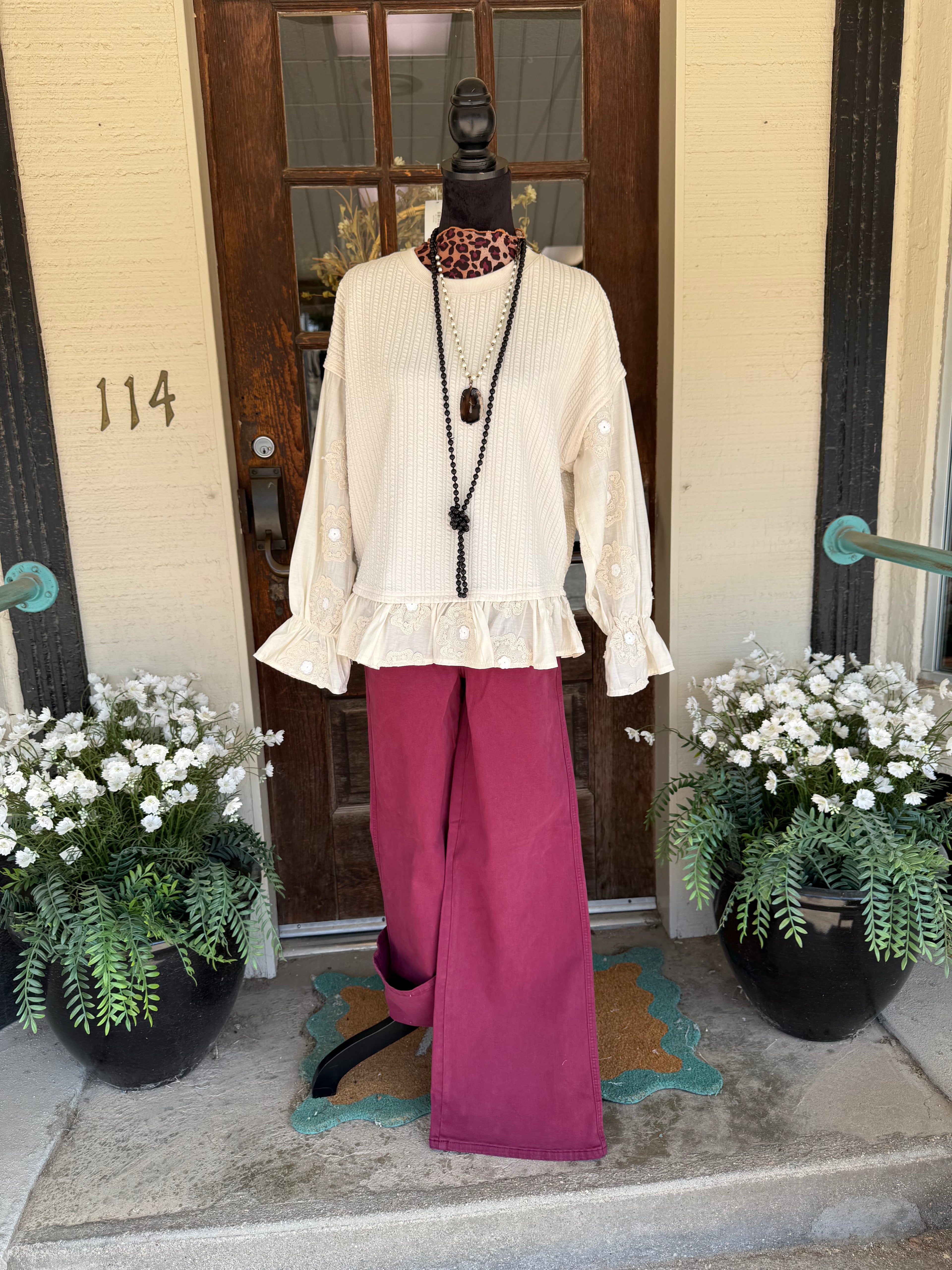 Judy Blue Boysenberry Retro Wave Wide Leg