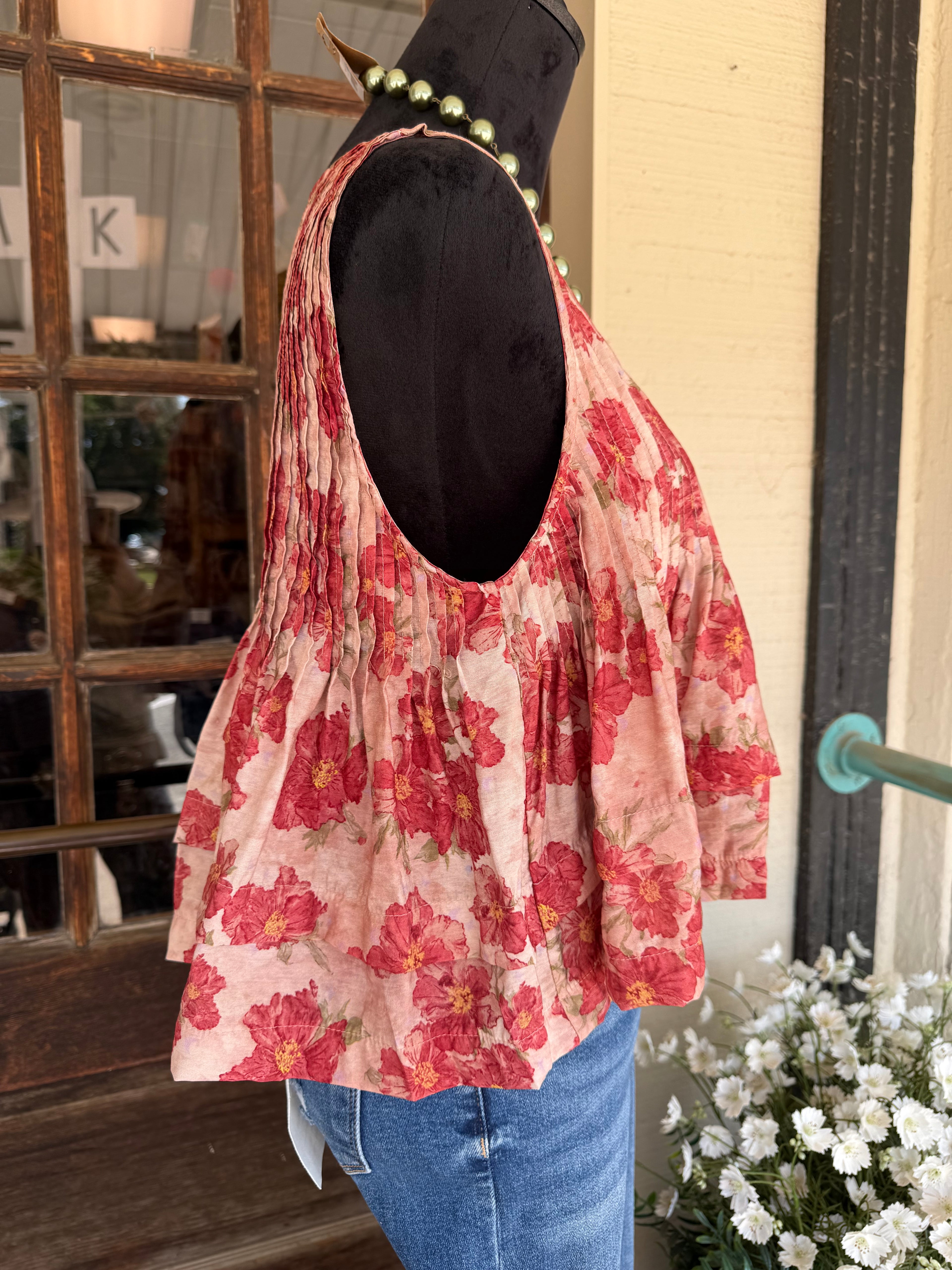Blush Garden Pintuck Top