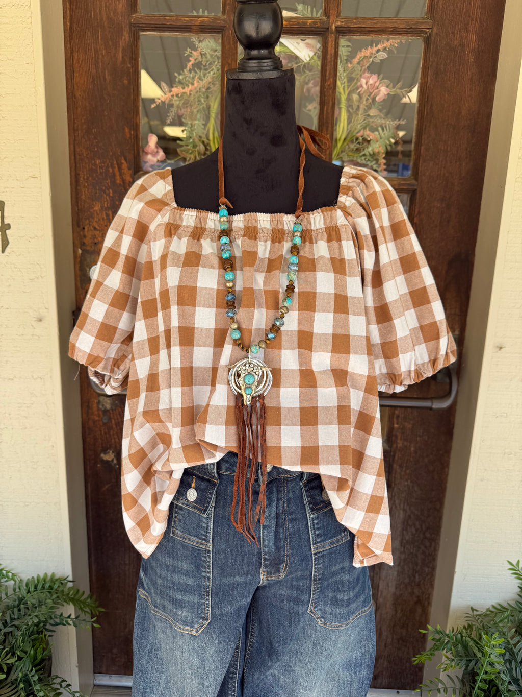 Coffee Date Gingham Top