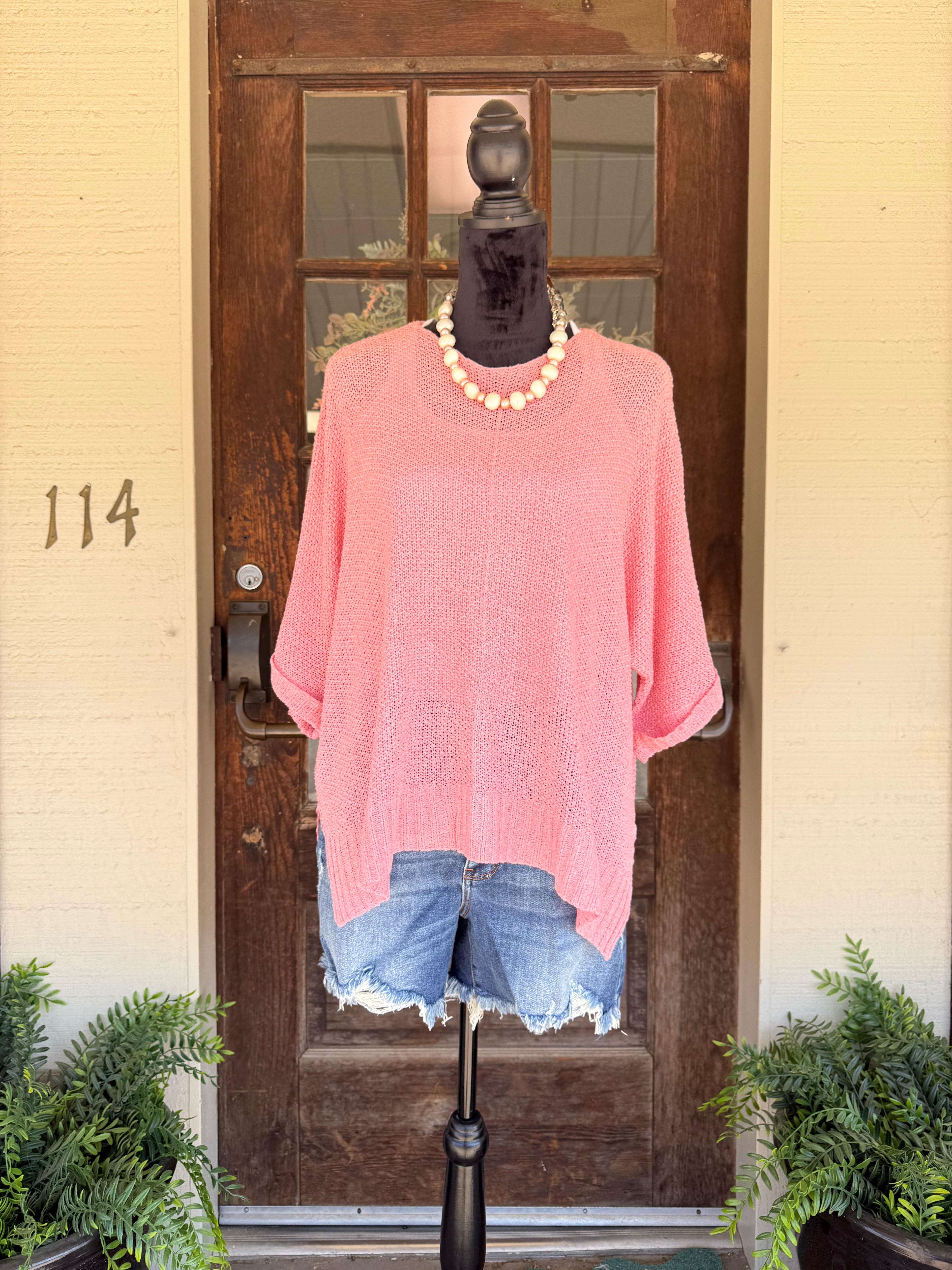 Blush Breeze Sheer Knit Sweater
