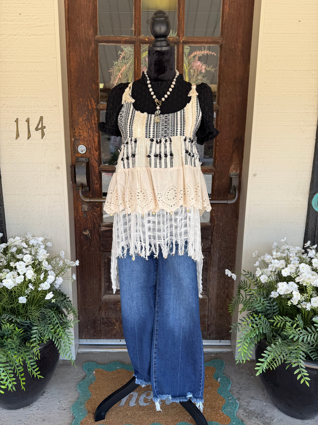 Boho Fringe Prairie Top