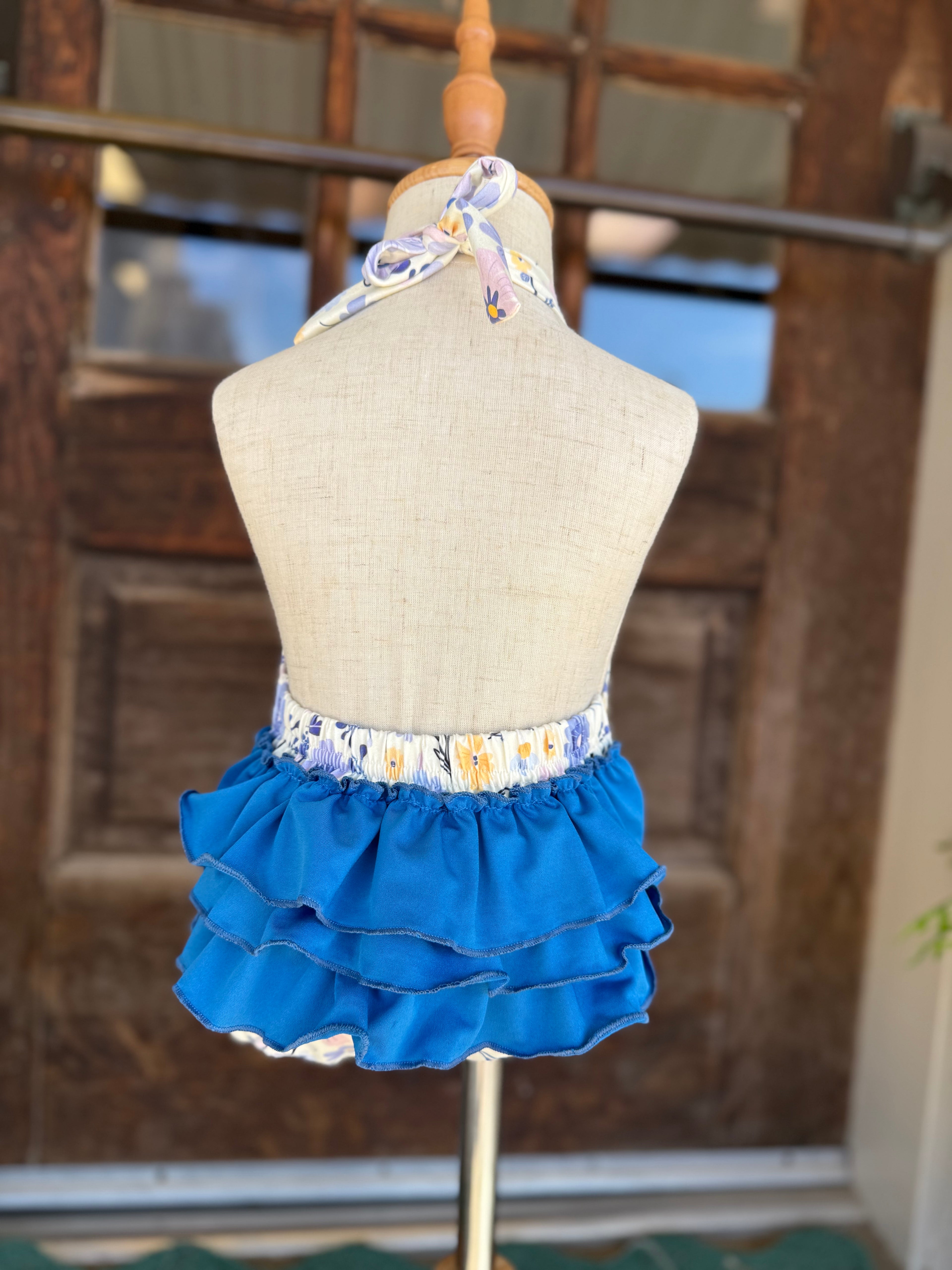Blueberry Bloom Halter Ruffle Romper